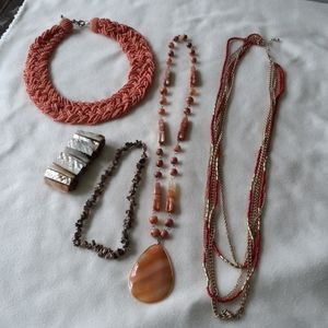 Vintage Lot of 5 Coral colored Jewelry